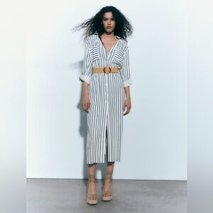 Zara Linen blend belted dress